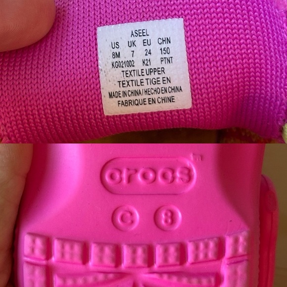 Toddler Girls Size 8 Bright Pink Shoes Bundle Crocs + Stride Rite - Picture 12 of 12
